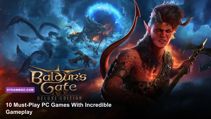 A montage of must-play PC games with exceptional gameplay