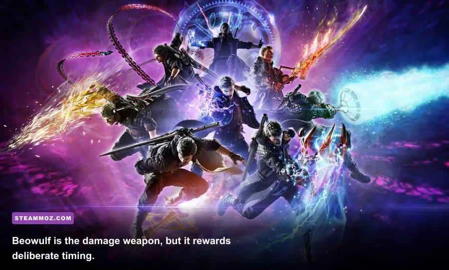 Vergil using Beowulf attacks during a Devil May Cry 5 boss fight