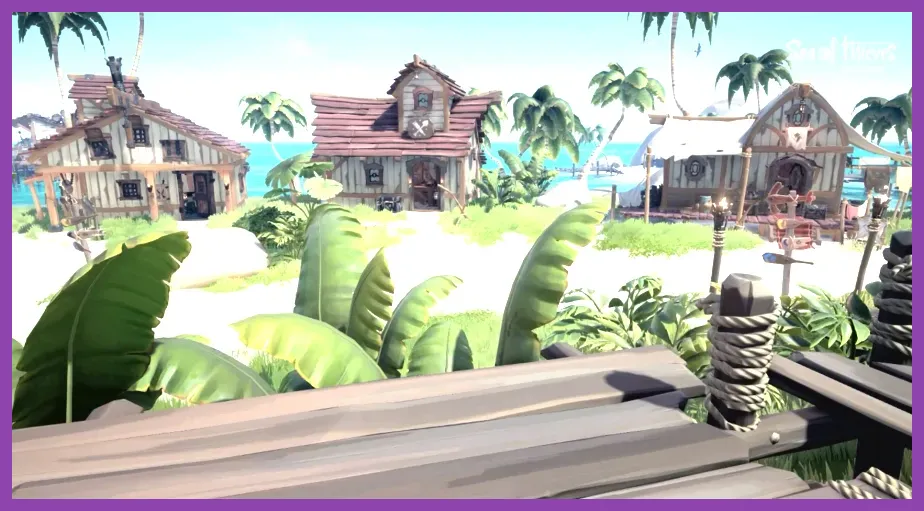 Sea of Thieves outpost environment running on a lower specification PC