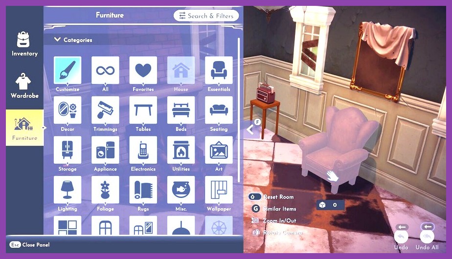 Disney Dreamlight Valley collection menu showing items, gems, and fish