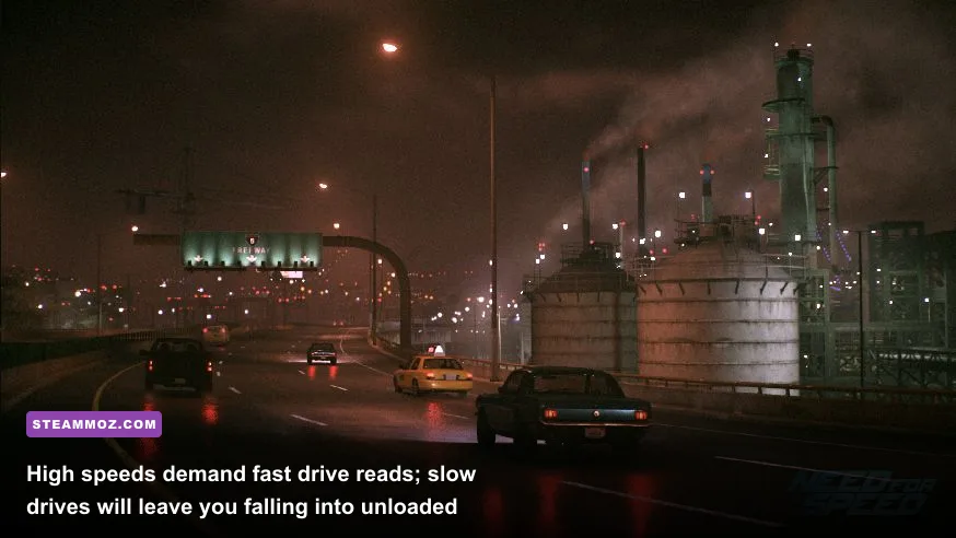 High speed highway cruising overlooking the Ventura Bay skyline in Need for Speed