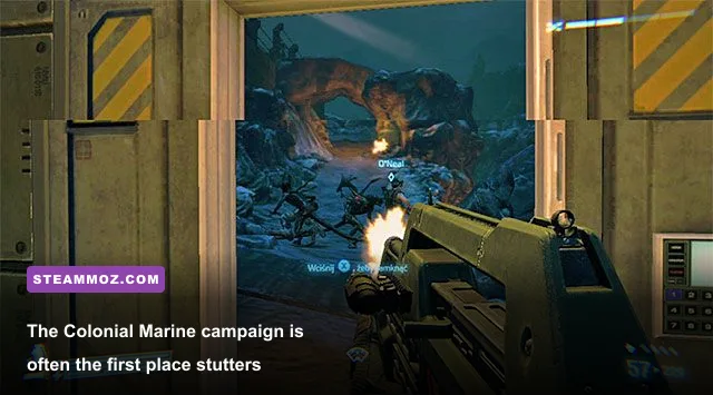 Aliens vs Predator 2010 Colonial Marine campaign inside a Weyland-Yutani facility
