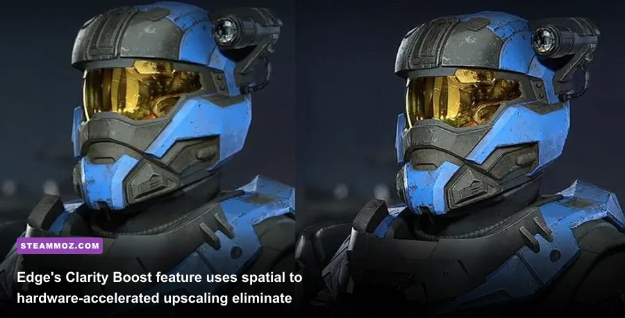 Microsoft Edge running Xbox Cloud Gaming with Clarity Boost visual sharpening comparison