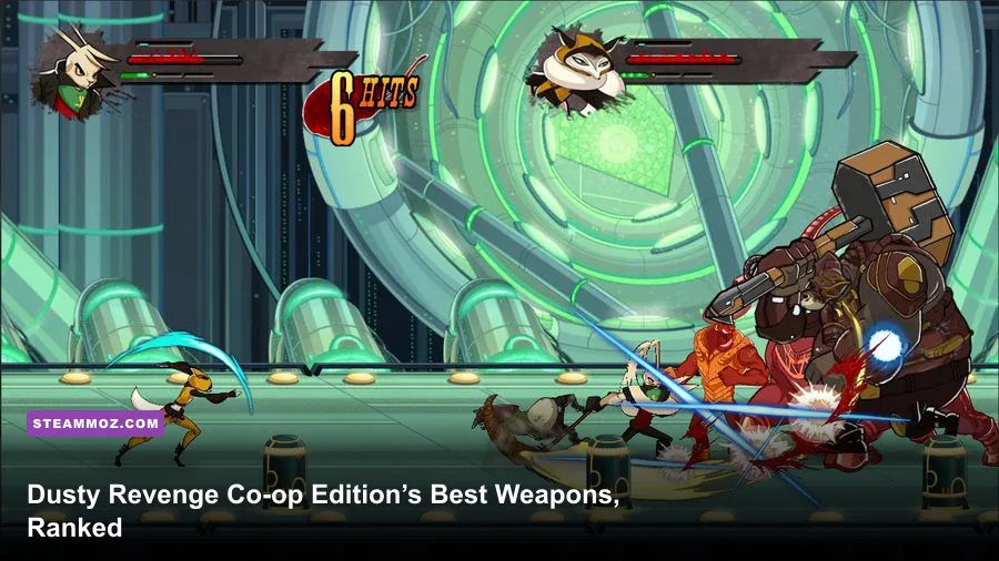 Dusty Revenge Co-op Edition gameplay showing Dusty fighting enemies