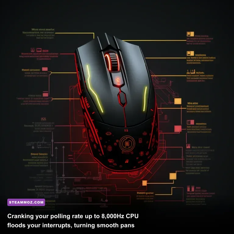 Close up of an optical gaming mouse sensor running on a mousepad