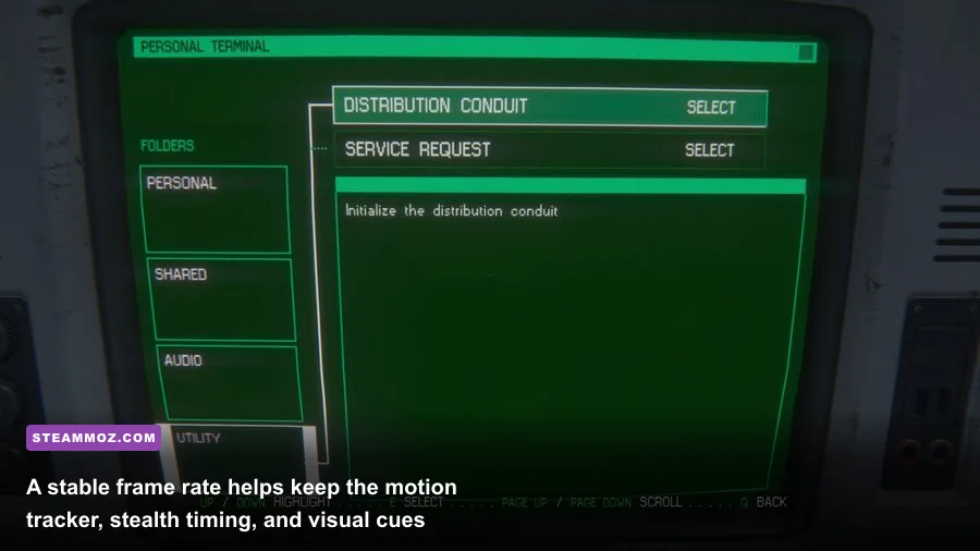 Alien Isolation PC graphics settings configured for smooth 60 FPS gameplay