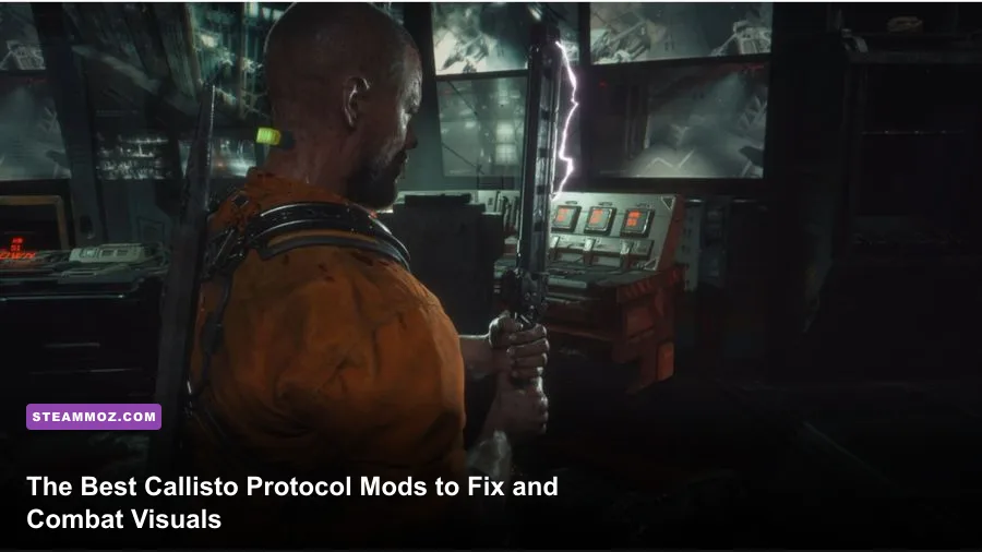 Jacob Lee exploring the dark industrial corridors of Black Iron Prison in The Callisto Protocol