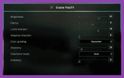 Visual settings and audio options menu in Escape From Tarkov