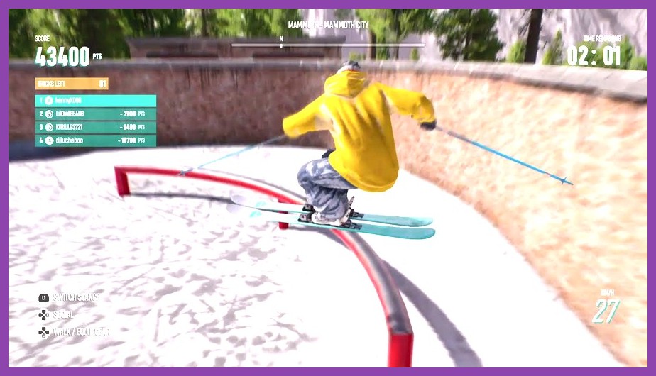 A snowboarder pulling off a massive trick over a giant snow kicker in Riders Republic