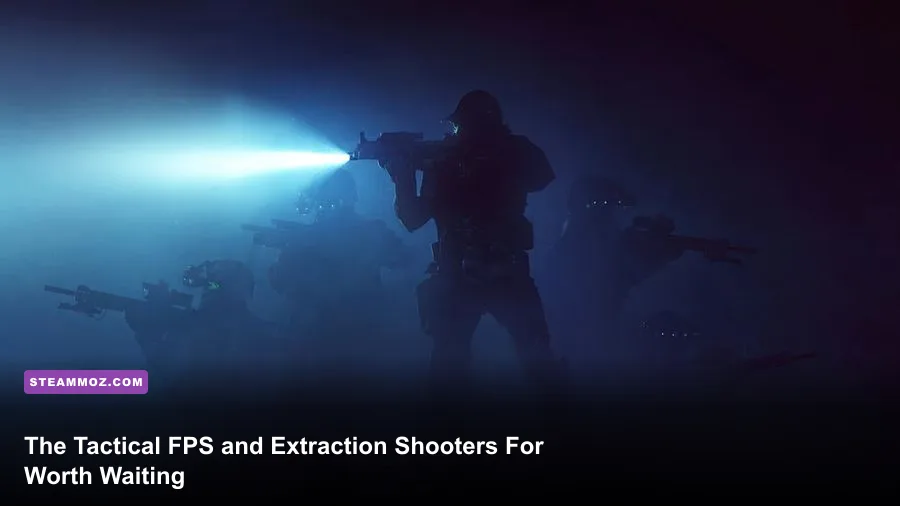 Squad of operators moving through a dark map in an upcoming tactical extraction shooter