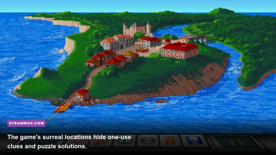 Eternam's surreal island world from the original PC adventure game