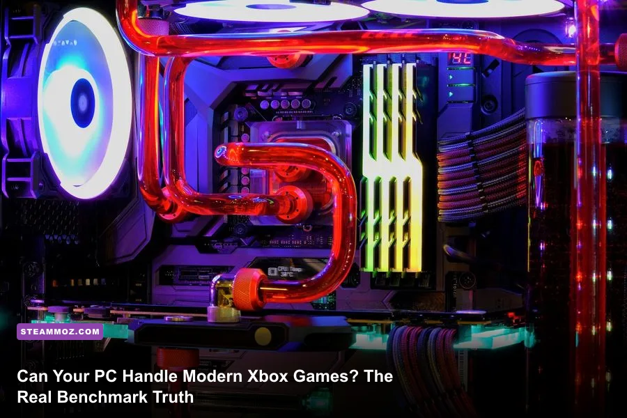Modern gaming PC setup testing demanding Xbox PC Game Pass titles
