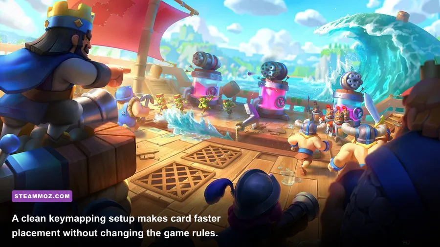 Clash Royale PC keyboard and mouse control layout for placing cards quickly