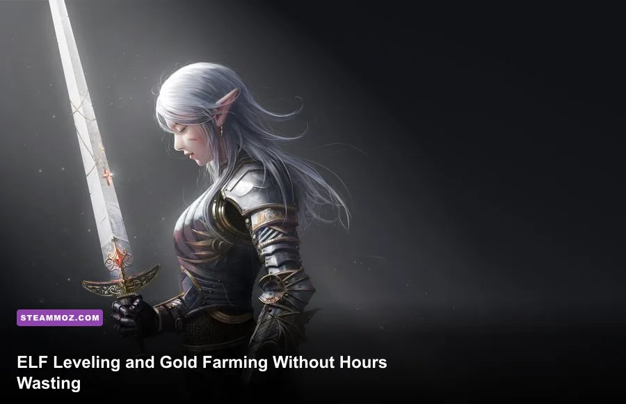 ELF character battling monsters during a fast leveling and gold farming route