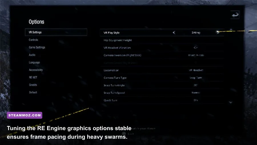 Resident Evil Village PC graphics settings menu with VRAM allocation meter