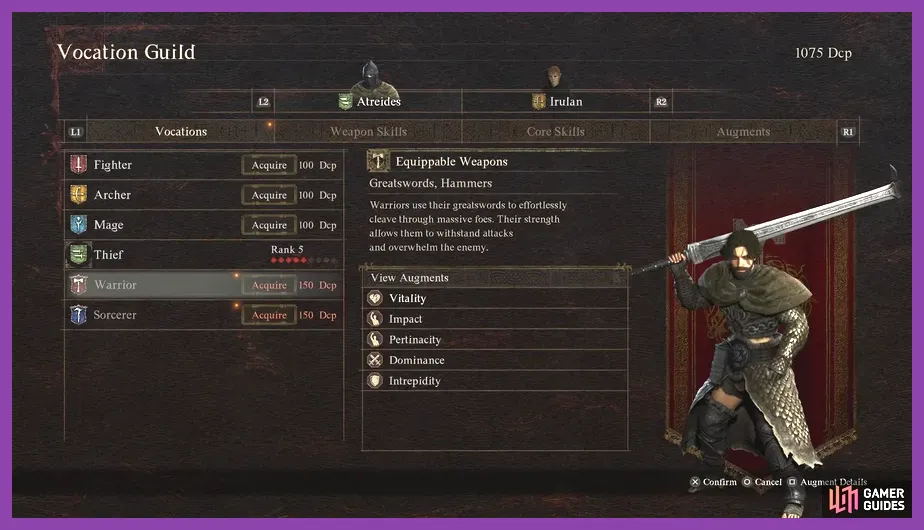 Warrior and Mage vocations demonstrating combat capabilities