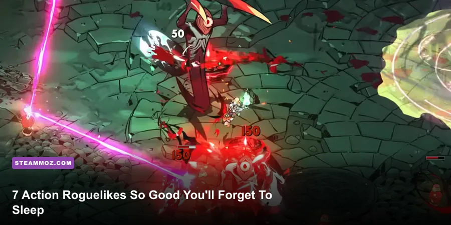 Melinoe battling enemies in Hades 2 with fiery combat effects