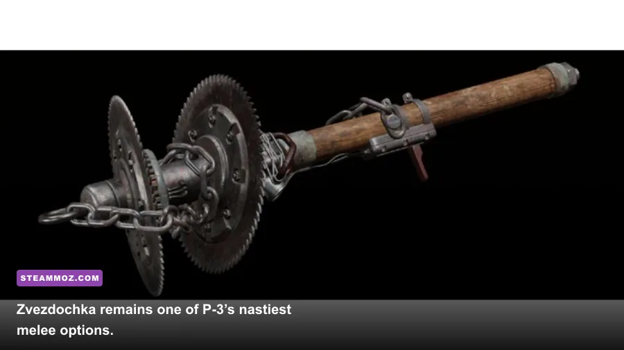 P-3 wielding the Zvezdochka axe in Atomic Heart