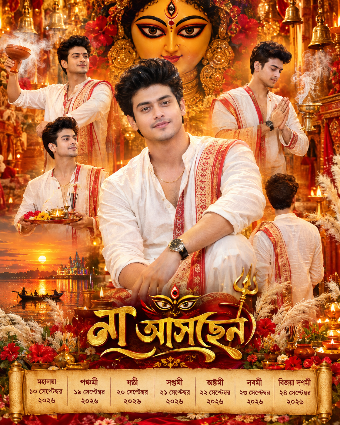 Durga Puja 2026 Boys AI Photo Prompt