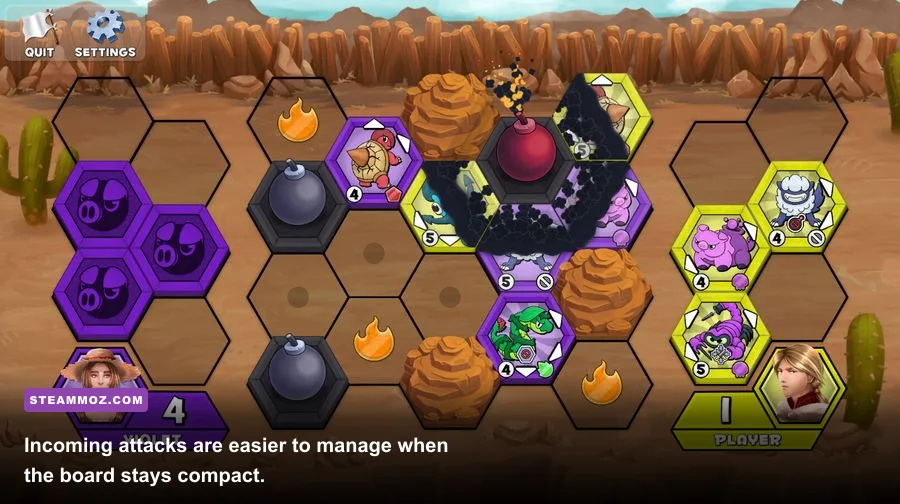 Attack on Hex Island combat encounter with enemies approaching island defenses