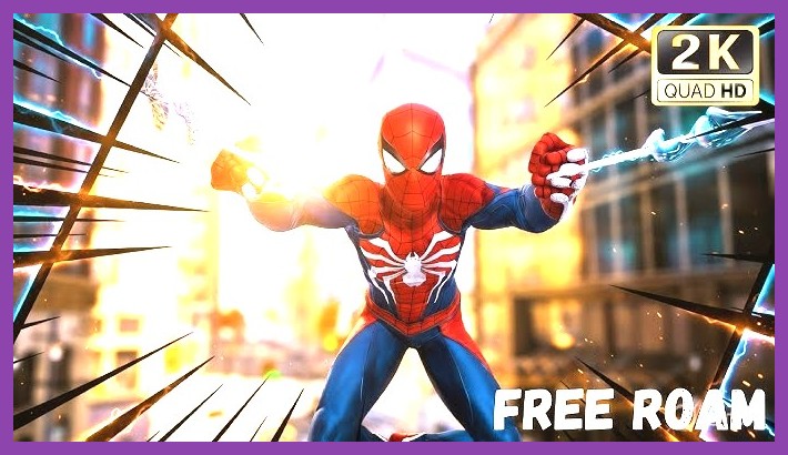 Spider-Man web swinging through Manhattan sky-scrapers in Marvel's Spider-Man Remastered PC