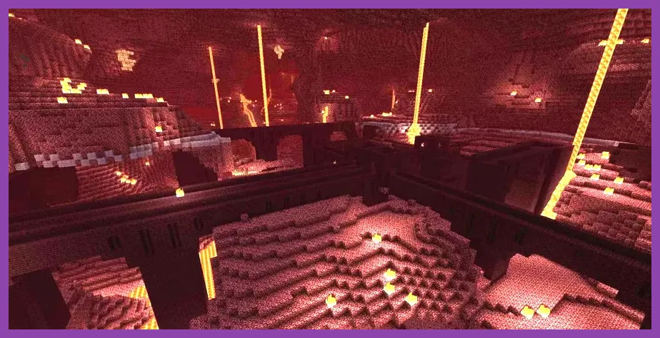 Minecraft solo player exploring a Nether fortress in enchanted diamond armor