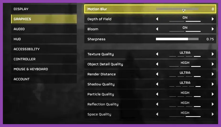 Helldivers 2 graphics settings menu options