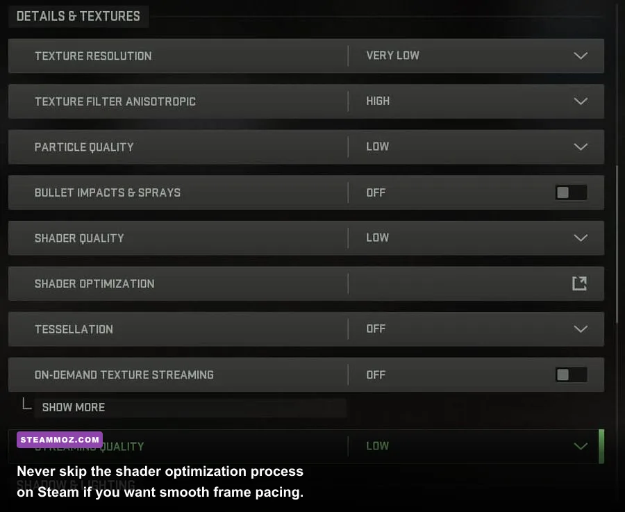 Shader pre-caching progress bar in Call of Duty Modern Warfare 2 on PC