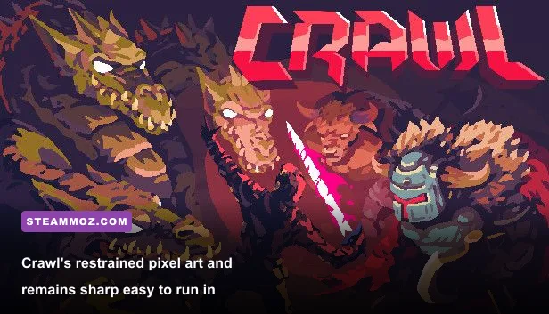 Crawl running smoothly on a modern PC with colorful pixel-art graphics