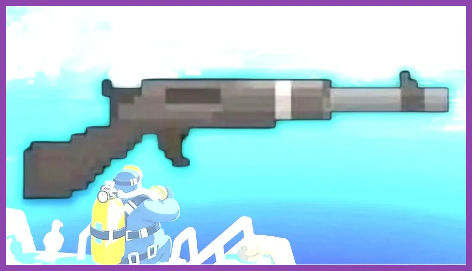 Dave firing the Death Rifle at a shark in the Blue Hole Deep