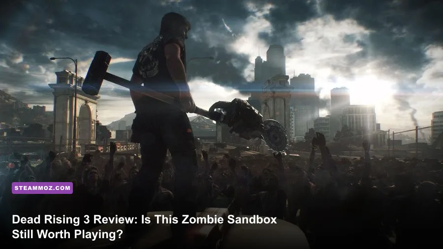 Dead Rising 3 Apocalypse Edition gameplay showing Nick Ramos fighting zombies in Los Perdidos