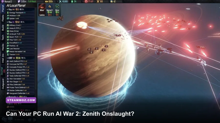 AI War 2 Zenith Onslaught space fleet battling AI defenses