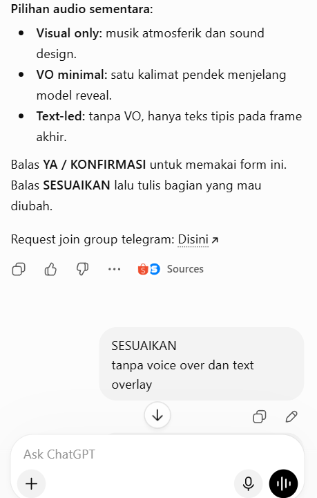 Screenshot konfirmasi atau revisi form