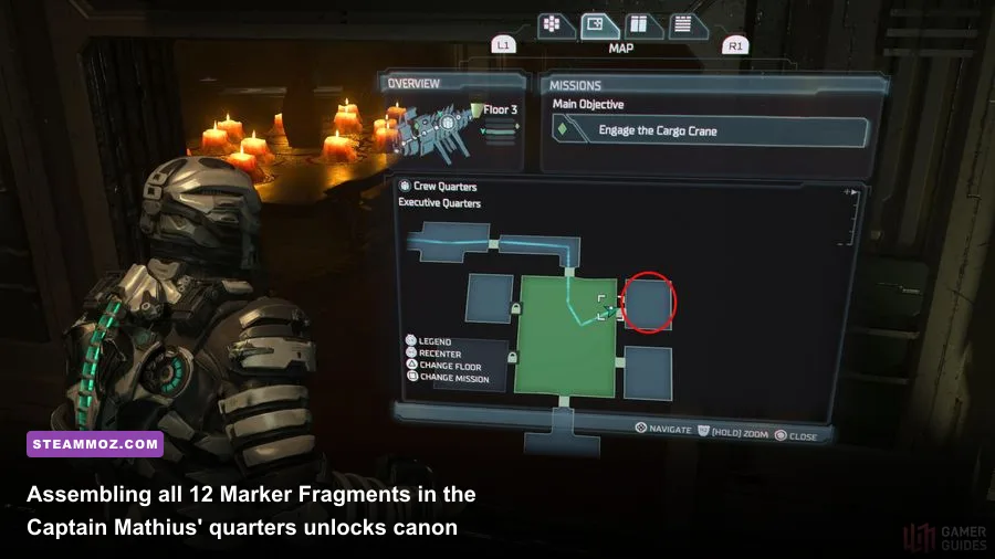 Captain Mathius' desk in Dead Space Remake covered in 12 collected Marker Fragments