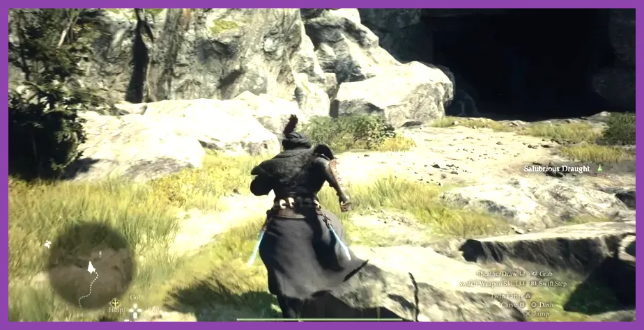 Arisen sprinting along a wilderness trail in Dragon's Dogma 2