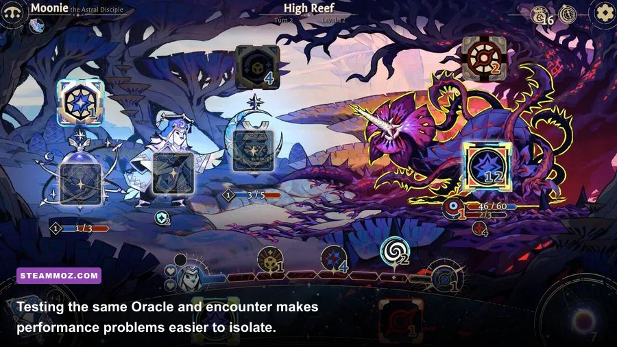 Moonie oracle from Astrea Six-Sided Oracles during a PC run