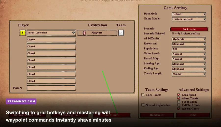 The user interface and command grid in Age of Empires 2 Definitive Edition
