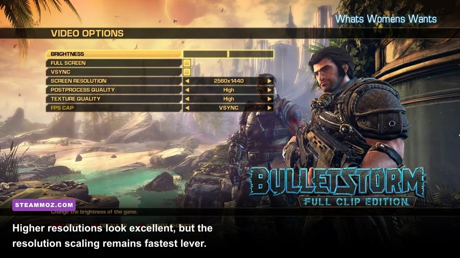 Bulletstorm Full Clip Edition running at 1440p ultrawide resolution on PC