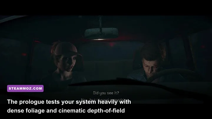 Laura and Max driving through upstate New York in the prologue of The Quarry