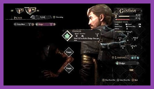 Loadout screen showing weapons and accessories in Clair Obscur Expedition 33
