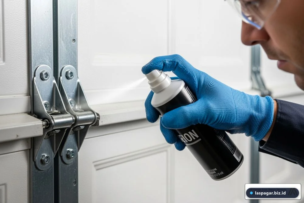 tips perawatan rutin melumasi engsel dan rel pintu garasi besi