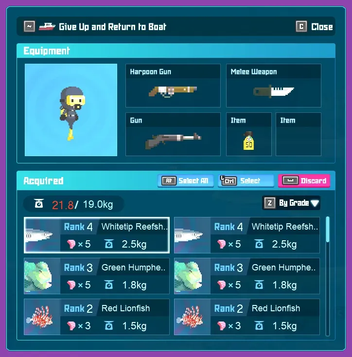 Managing oxygen and weight capacity in Dave the Diver