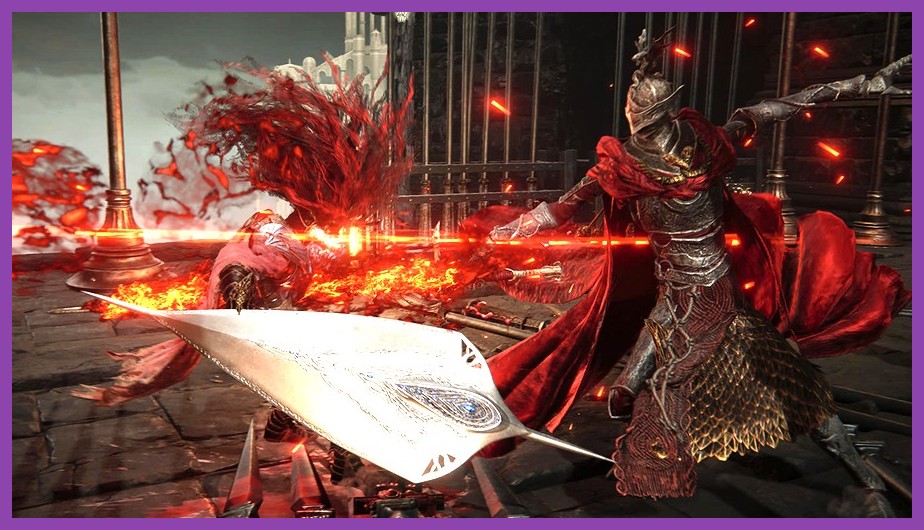Gameplay screenshot of fighting Messmer soldiers in the Shadow Keep