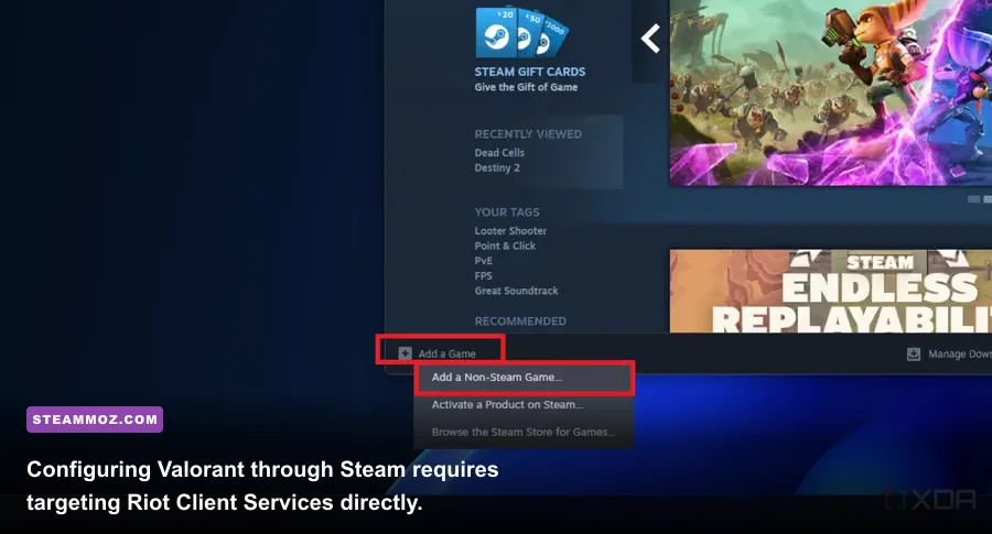 Adding a non Steam game shortcut to the Valve Steam library interface