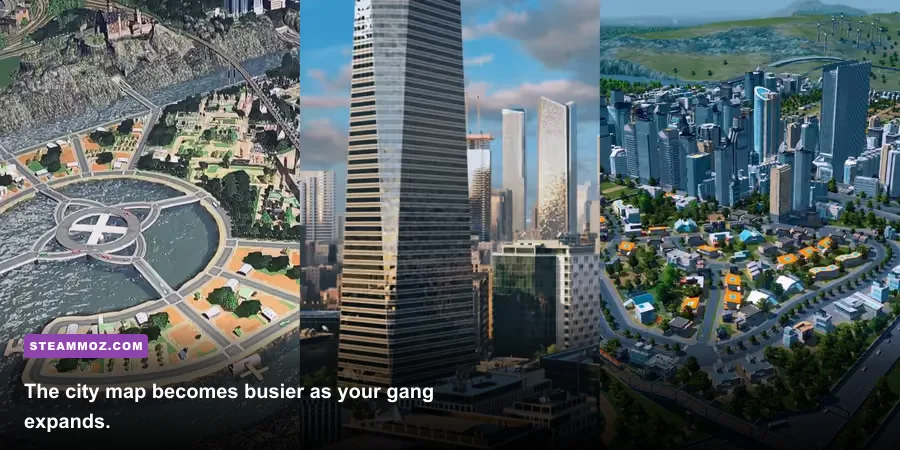 City of Gangsters Polish Outfit city map with businesses and supply routes