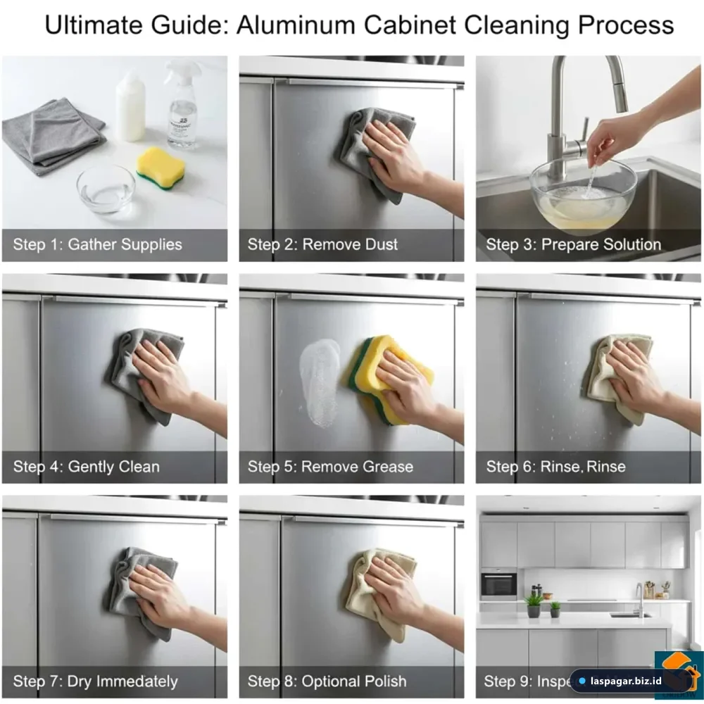 Perawatan mudah kabinet kitchen set aluminium menggunakan kain mikrofiber