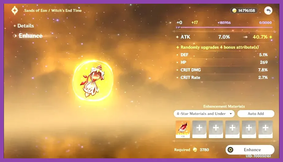 Upgrading 5-star artifacts with sub-stat rolls