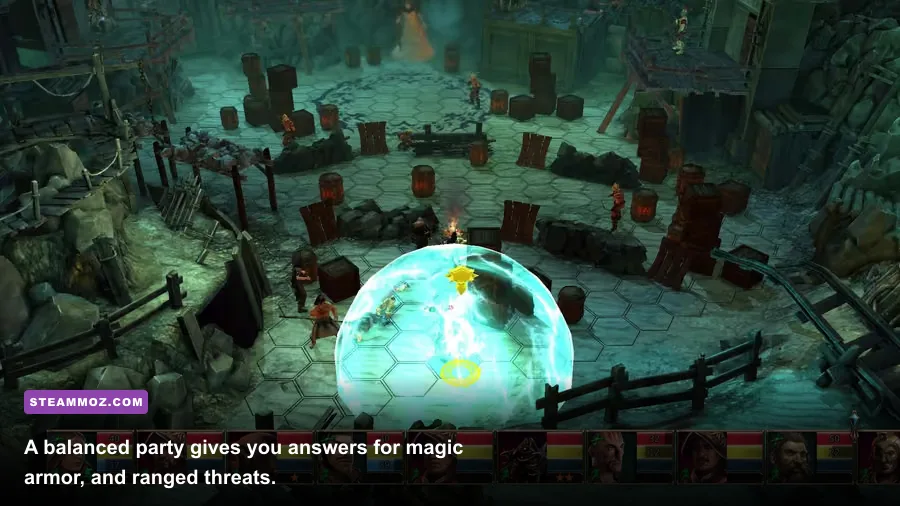 Cassia, Naurim and Zurbaran fighting together in Blackguards 2