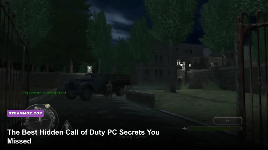 Classic Call of Duty PC campaign showing a hidden Easter egg location