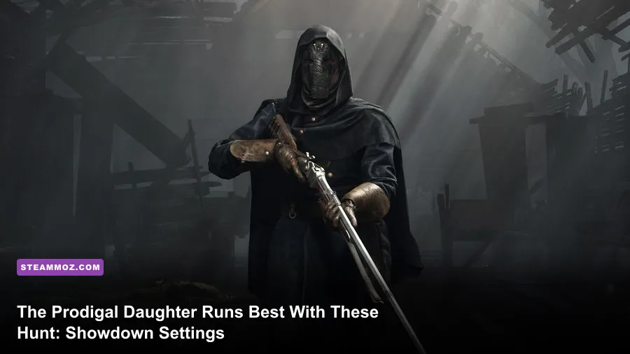 The Prodigal Daughter in Hunt Showdown 1896 standing near a foggy swamp compound